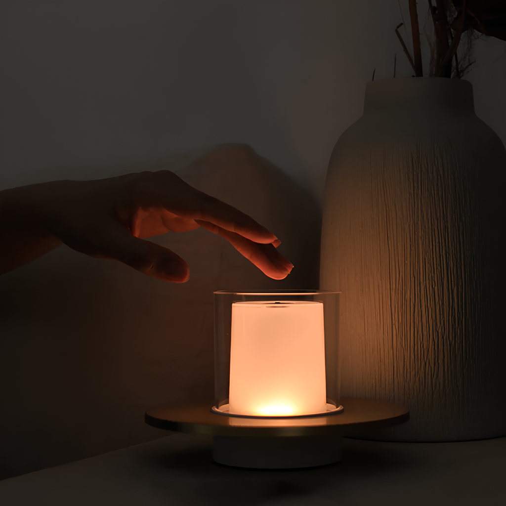 AuraLume Touchless Candle Lamp – Rechargeable Lighting