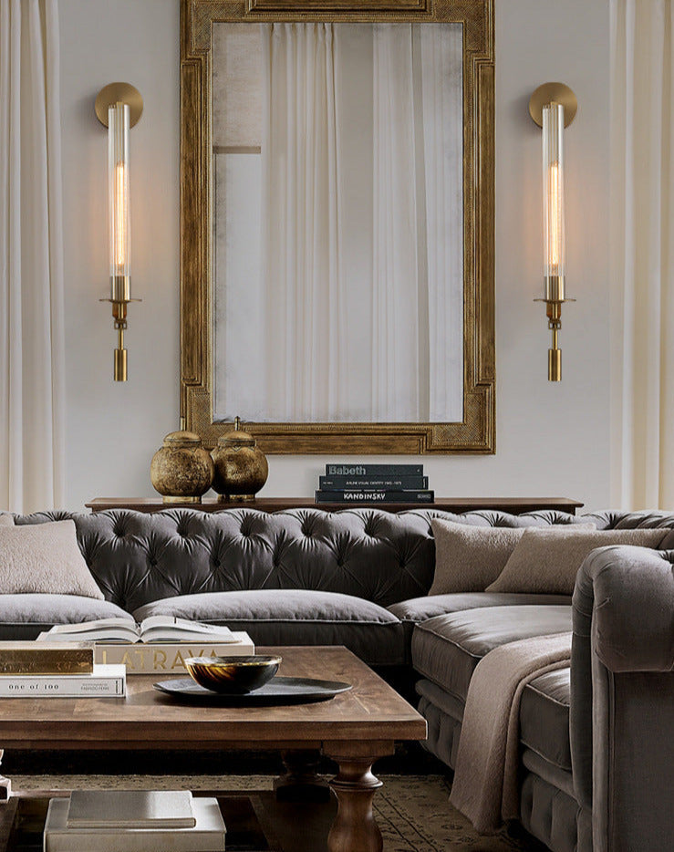 Astrae Modern Fluted Glass Wall Sconce With Slim Profile