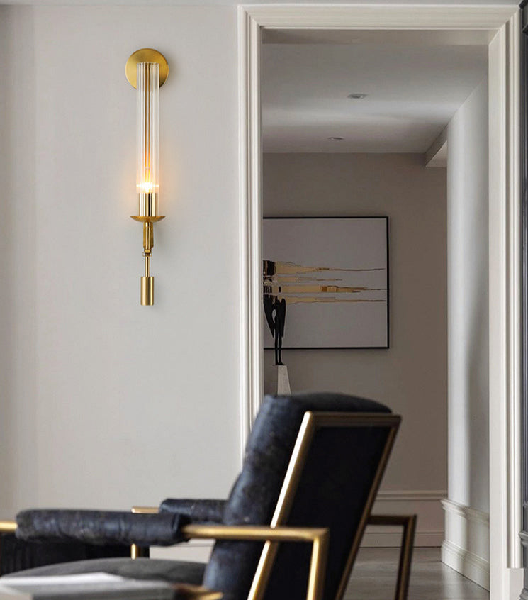 Astrae Modern Fluted Glass Wall Sconce With Slim Profile