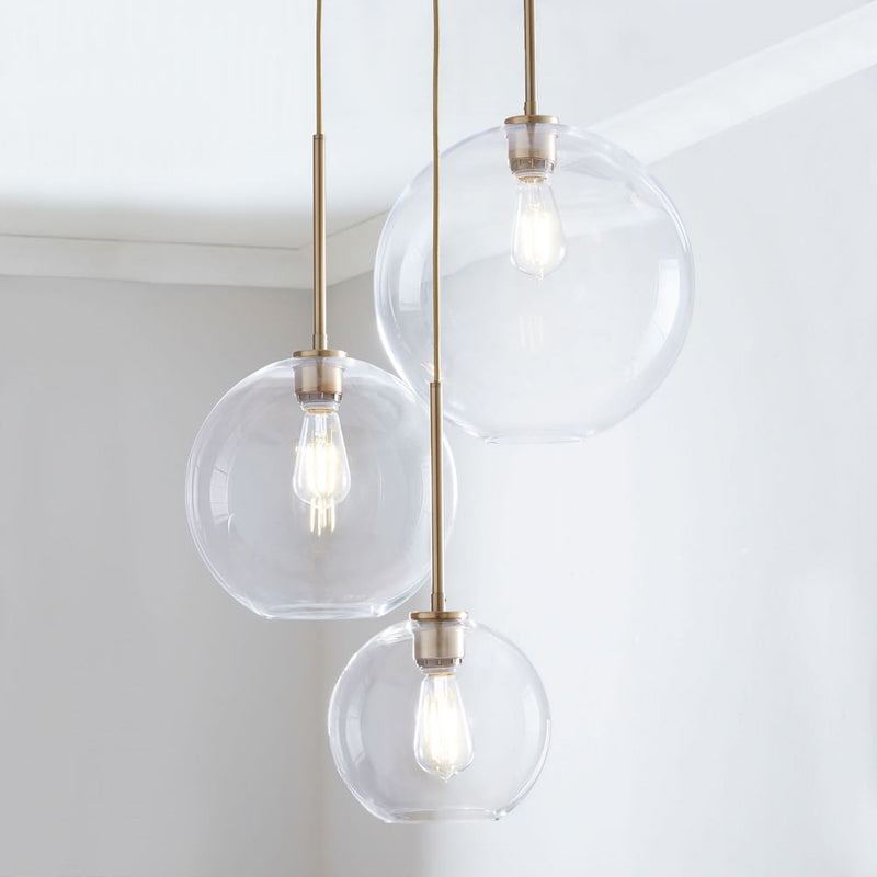 Aurora Glass Globe Pendant Lights Modern Brass Base