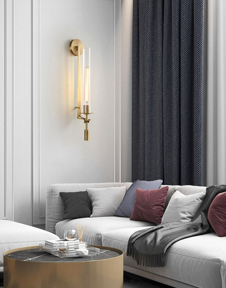 Astrae Modern Fluted Glass Wall Sconce With Slim Profile