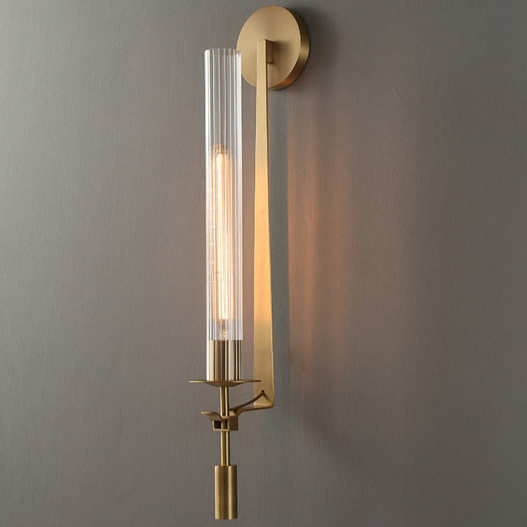Astrae Modern Fluted Glass Wall Sconce With Slim Profile