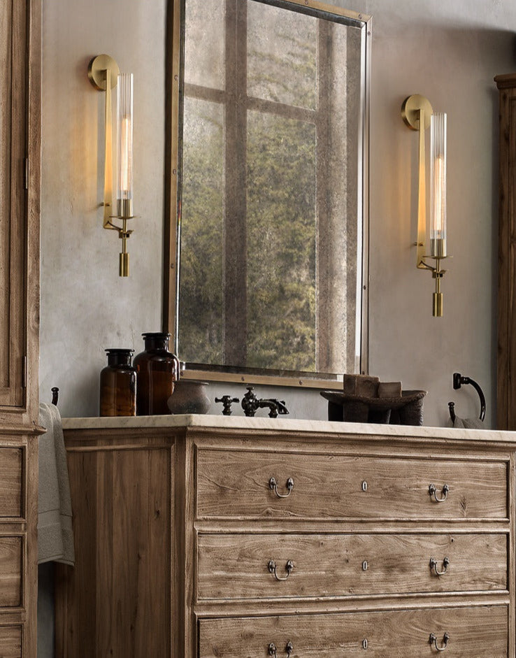 Astrae Modern Fluted Glass Wall Sconce With Slim Profile