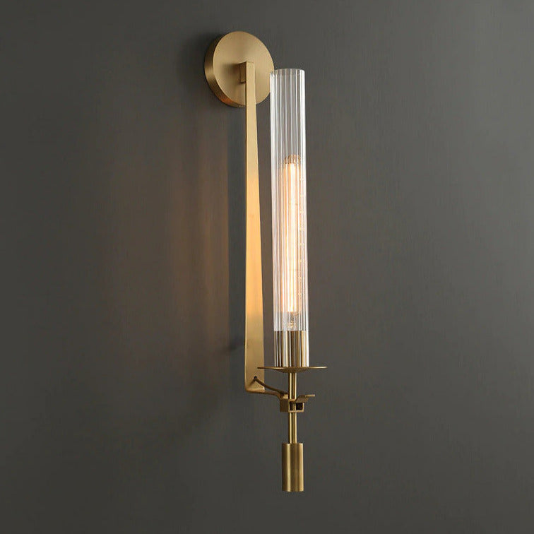 Astrae Modern Fluted Glass Wall Sconce With Slim Profile