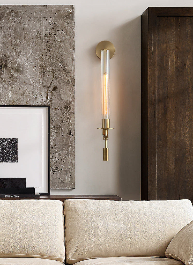 Astrae Modern Fluted Glass Wall Sconce With Slim Profile