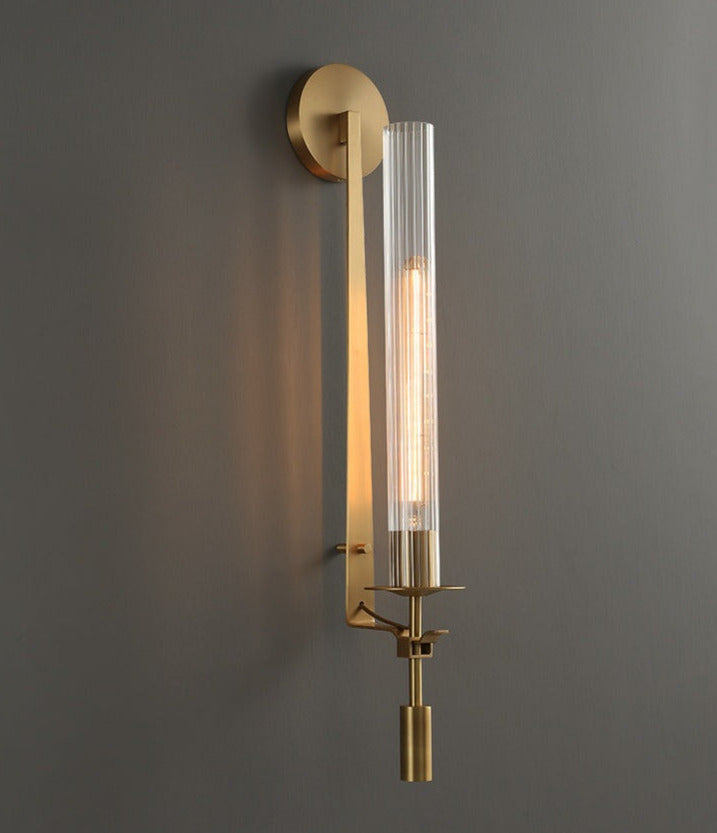 Astrae Modern Fluted Glass Wall Sconce With Slim Profile