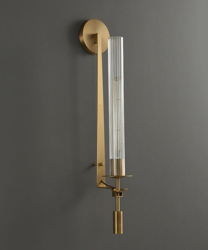 Astrae Modern Fluted Glass Wall Sconce With Slim Profile