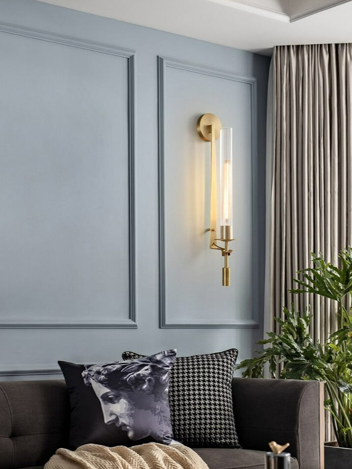 Astrae Modern Fluted Glass Wall Sconce With Slim Profile