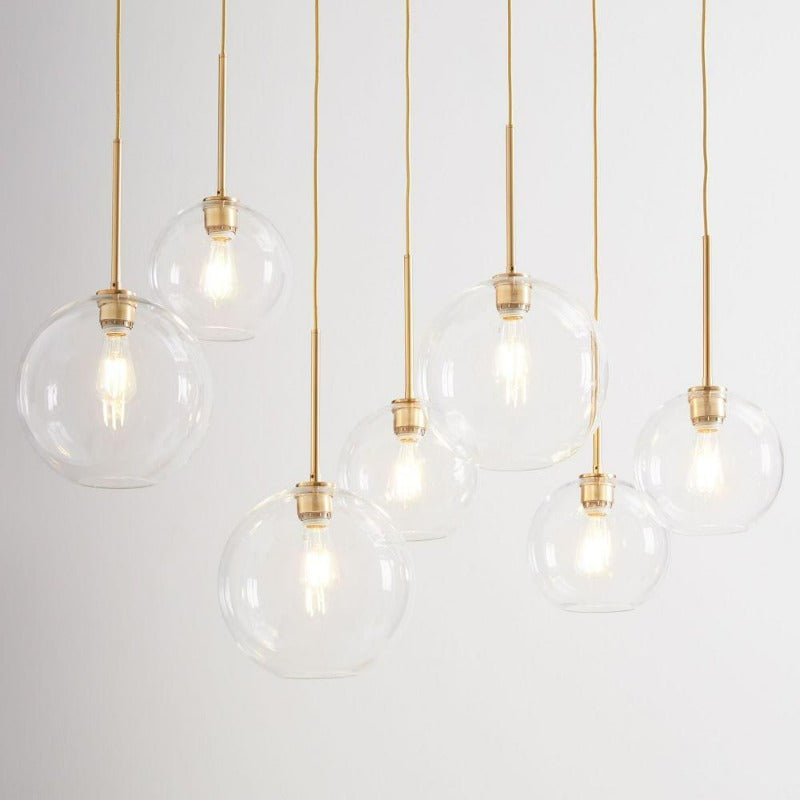 Aurora Glass Globe Pendant Lights Modern Brass Base