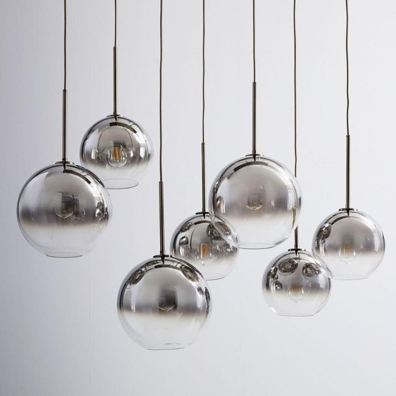 Aurora Glass Globe Pendant Lights Modern Brass Base