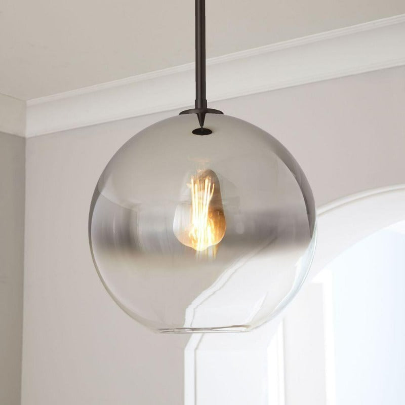 Aurora Glass Globe Pendant Lights Modern Brass Base