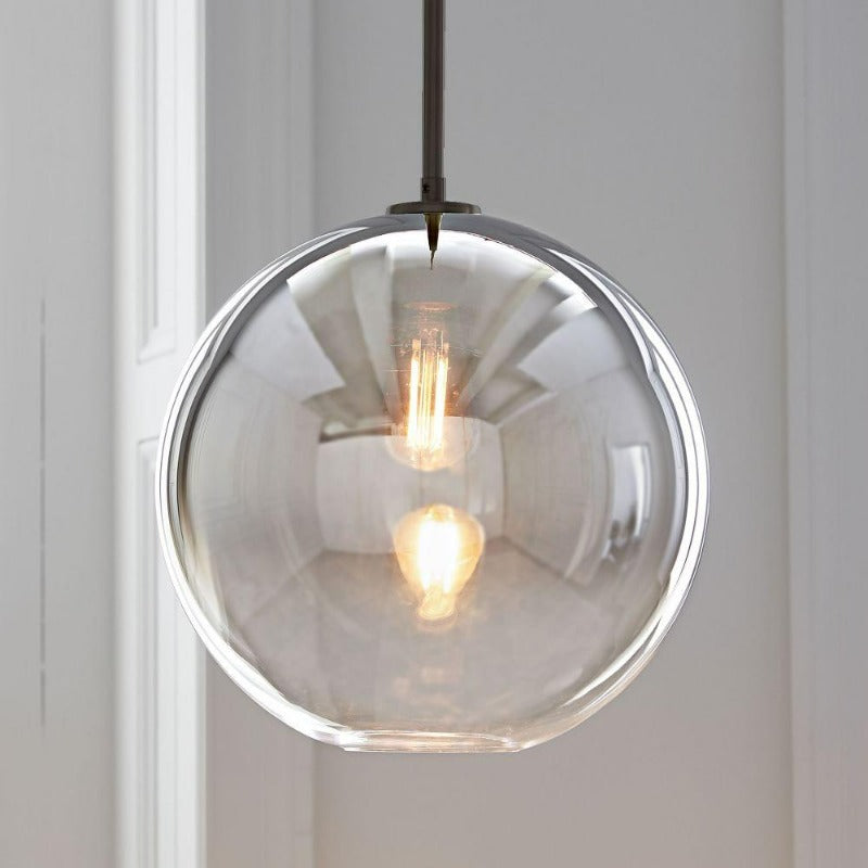 Aurora Glass Globe Pendant Lights Modern Brass Base