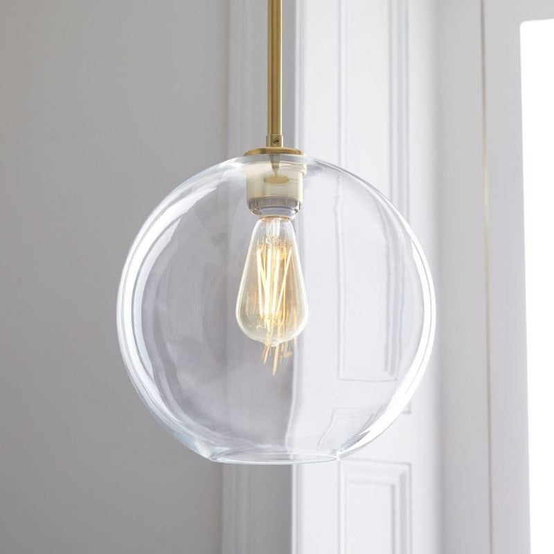 Aurora Glass Globe Pendant Lights Modern Brass Base