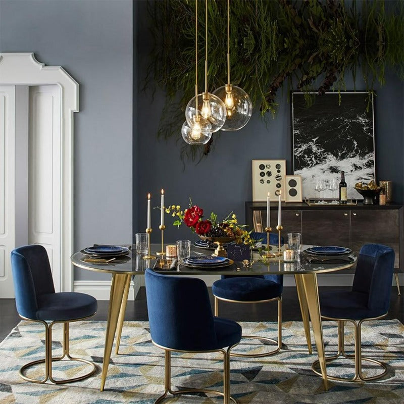 Aurora Glass Globe Pendant Lights Modern Brass Base