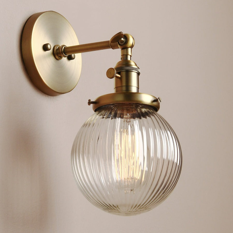 Textured Glass Globe Wall Light With Rustic Accent