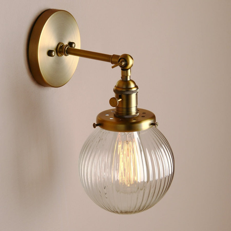 Textured Glass Globe Wall Light With Rustic Accent