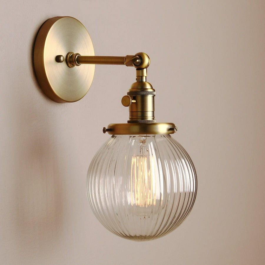 Textured Glass Globe Wall Light With Rustic Accent