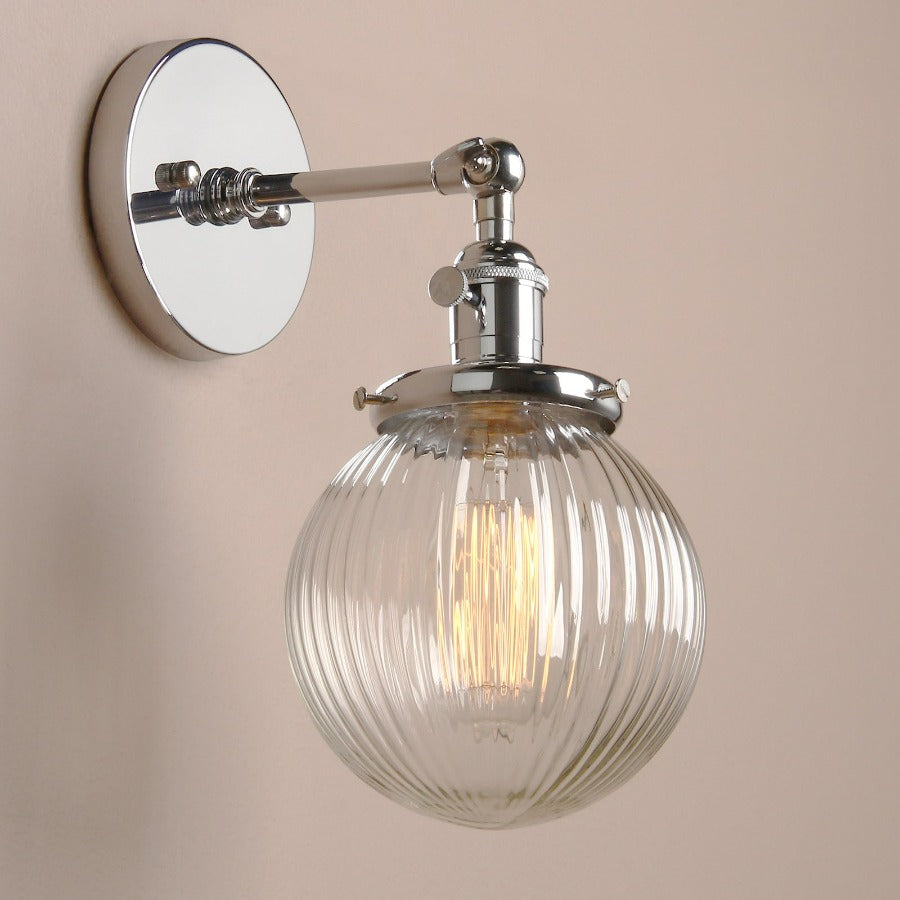 Textured Glass Globe Wall Light With Rustic Accent